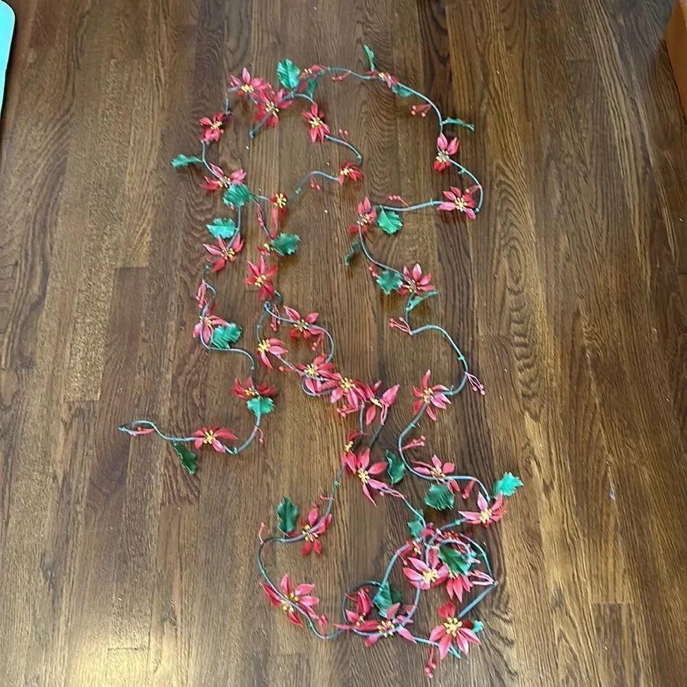 Two Vintage‎ mid century plastic poinsettia garlands